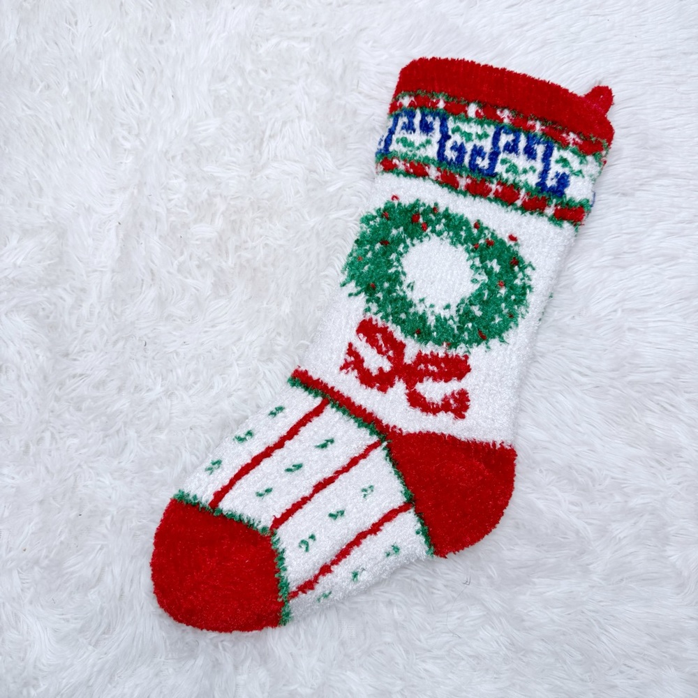 Vintage Holiday Wreath Design Christmas Stocking